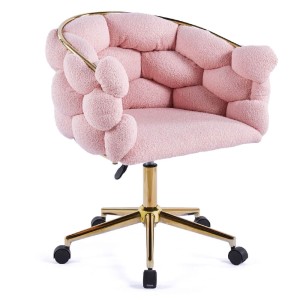 Krzesło fotelowe obrotowe BALLOON DC-ST9118 różowy baranek #5 / złote nogi