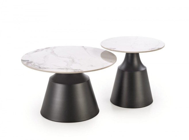 MAGNETA zestaw 2 ław, biały marmur / czarny (2p=1szt)