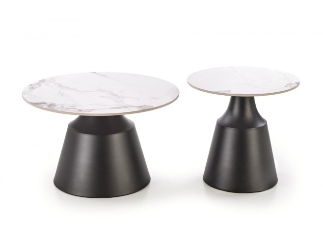 MAGNETA zestaw 2 ław, biały marmur / czarny (2p=1szt)