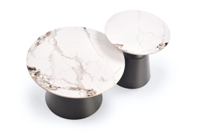 MAGNETA zestaw 2 ław, biały marmur / czarny (2p=1szt)