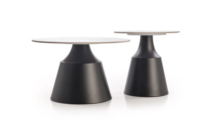 MAGNETA zestaw 2 ław, biały marmur / czarny (2p=1szt)