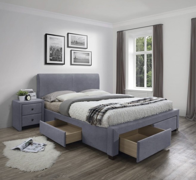 MODENA 3 łóżko z szufladami popiel velvet (6p=1szt)