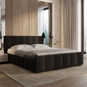 Łóżko tapicerowane SF1077P | 160x200 | Welur | Czarny