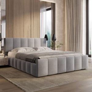Łóżko tapicerowane SF1077 | 160x200 | Welur | Szary #53