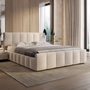 Łóżko tapicerowane SF1077P | 140x200 | Welur | Beż #3