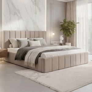  Łóżko tapicerowane SF1069 | 180x200 | Welur | Ciemny beżowy