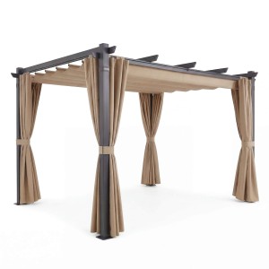 Aluminiowa pergola ogrodowa | 3x4m | Zasłony | Beżowy