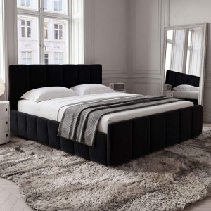 Łóżko tapicerowane z pojemnikiem SFG0166P | 120x200 | Welur | Czarny
