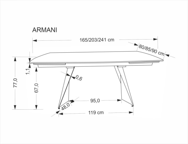 ARMANI stół rozkładany, blat - czarny marmur, noga - czarny (2p=1szt)