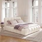 Łóżko tapicerowane z pojemnikiem SFG0200 | 180x200 | Boucle | Biały #2 - 5