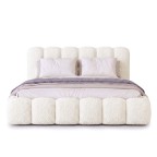 Łóżko tapicerowane z pojemnikiem SFG0200 | 160x200 | Boucle | Biały #2 - 4