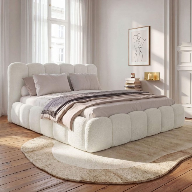 Łóżko tapicerowane SF1109 | 180x200 | Boucle | Biały #2 - 1