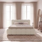 Łóżko tapicerowane z pojemnikiem 5427G | 180x200 | Boucle | Ecru #33 - 5