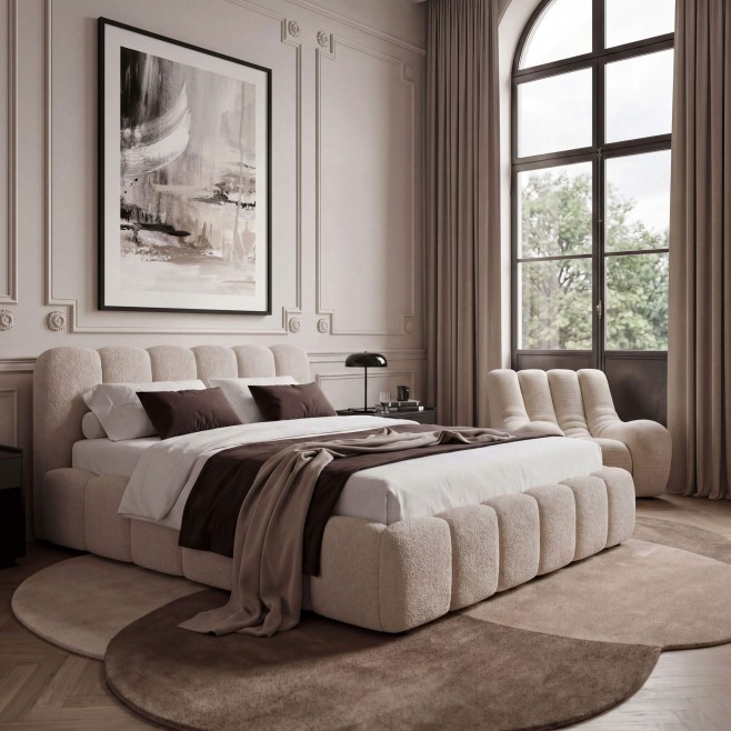 Łóżko tapicerowane z pojemnikiem 5427G | 180x200 | Boucle | Ecru #33 - 12