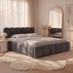 Łóżko tapicerowane z pojemnikiem SFG0212 | 180x200 | Welur | Szary #53 - 1