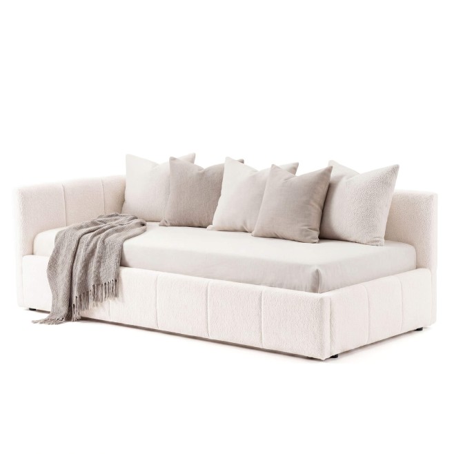 Łóżko tapicerowane z pojemnikiem 5084G-L | 90x200 | Boucle | Biały #6 - 1