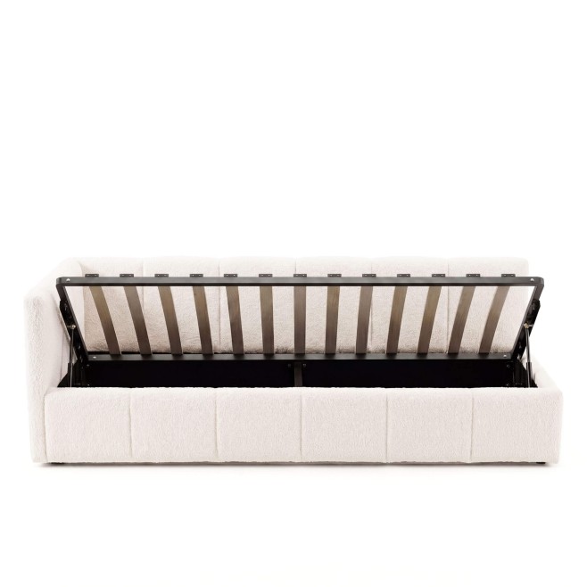 Łóżko tapicerowane z pojemnikiem 5084G-L | 90x200 | Boucle | Biały #6 - 4