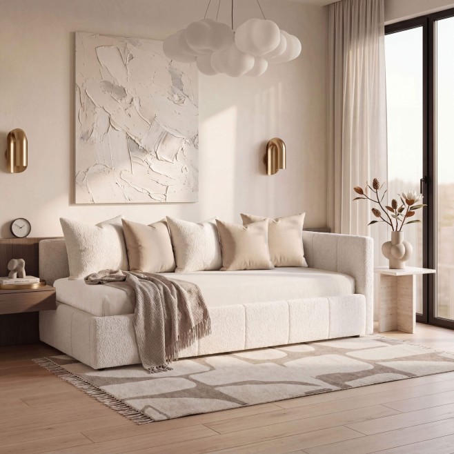Łóżko tapicerowane z pojemnikiem 5084G-R | 90x200 | Boucle | Biały #6 - 2