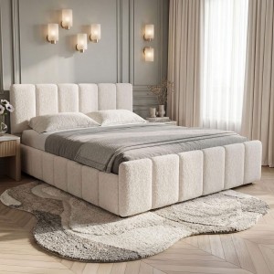 Łóżko tapicerowane z pojemnikiem SFG0166 | 180x200 | Boucle | Biały #2