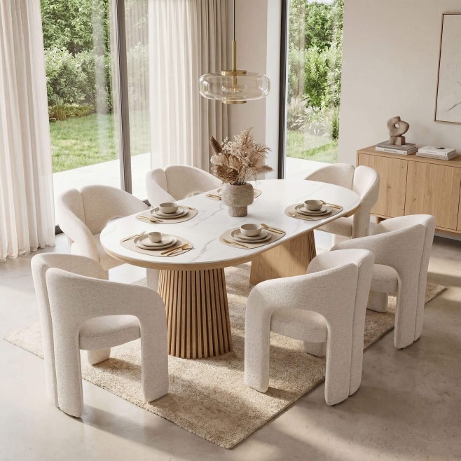 Stół okrągły rozkładany IMPERIAL | 100/140/180 Dąb natural | blat ceramiczny - 2