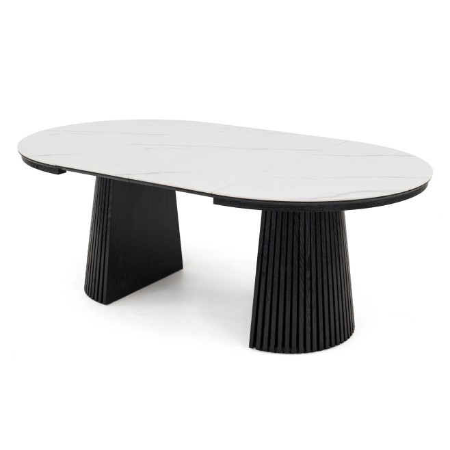 Stół okrągły rozkładany IMPERIAL | 120/160/200 Czarny | blat ceramiczny - 1