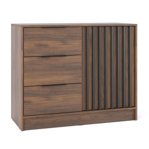 Komoda NELLY 2D | 105 cm | Orzech | Czarne lamele