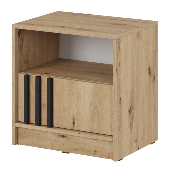 Szafka nocna NELLY S51 Dąb artisan Czarne lamele.jpg