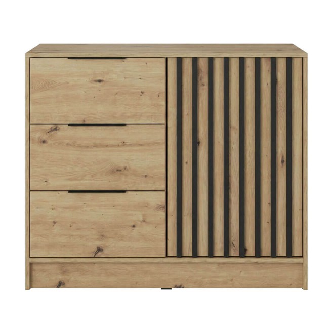 Komoda NELLY 2D Dąb Artisan Czarne lamele Front Min.jpg