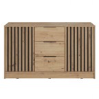 Komoda NELLY 3D Dąb artisan Czarne lamele Front Min.jpg