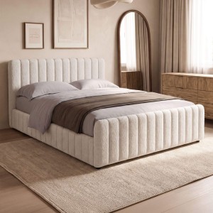 Łóżko tapicerowane z pojemnikiem SFG0167 | 140x200 | Boucle | Beż #33