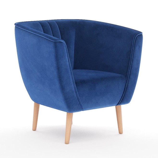 fotel skandynawski na wysokich nóżkach