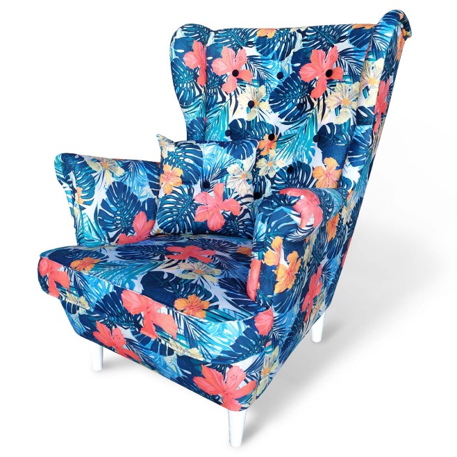 Fotel skandynawski w kwiaty