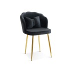 krzesło Glamour muszelka - czarny welur, złote nogi