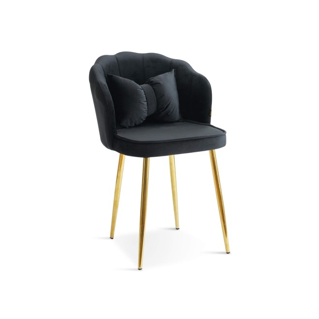 krzesło Glamour muszelka - czarny welur, złote nogi