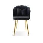 krzesło Glamour muszelka - czarny welur, złote nogi
