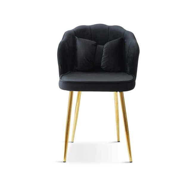 krzesło Glamour muszelka - czarny welur, złote nogi