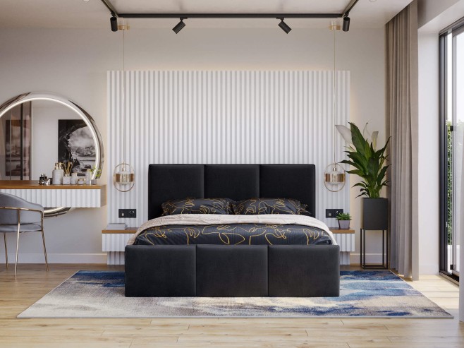 łóżko czarne do sypialni