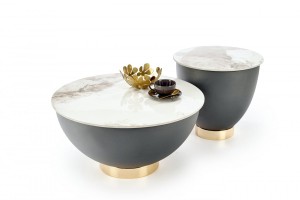 CECILIA_S ława biały marmur / popielaty / złoty (2p=1szt)