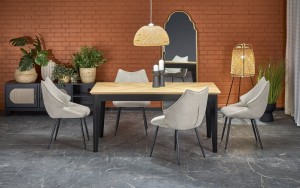 EDMONDO stół rozkładany dąb naturalny / czarny (1p=1szt)