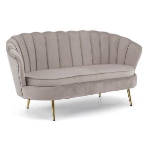 Sofa muszelka Glamour ELIF | Welur | Ciemny beż #7 | Nogi złote