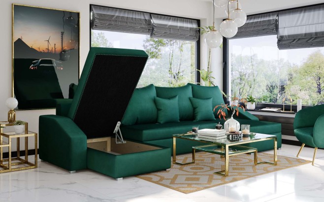 narożnik do salonu z funkcją spania