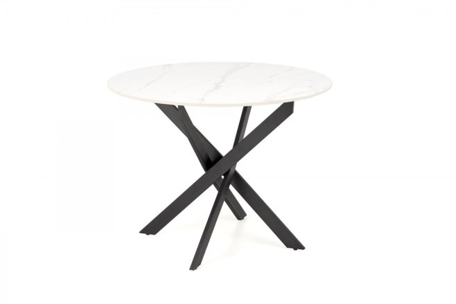 EDGAR 2 stół okrągły, blat - biały marmur, nogi - czarny (2p=1szt)