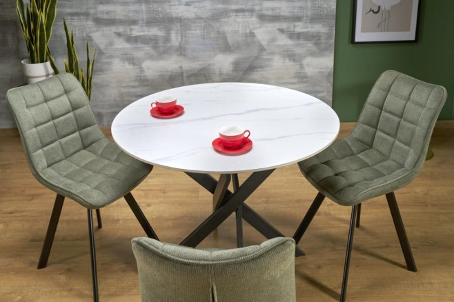 EDGAR 2 stół okrągły, blat - biały marmur, nogi - czarny (2p=1szt)