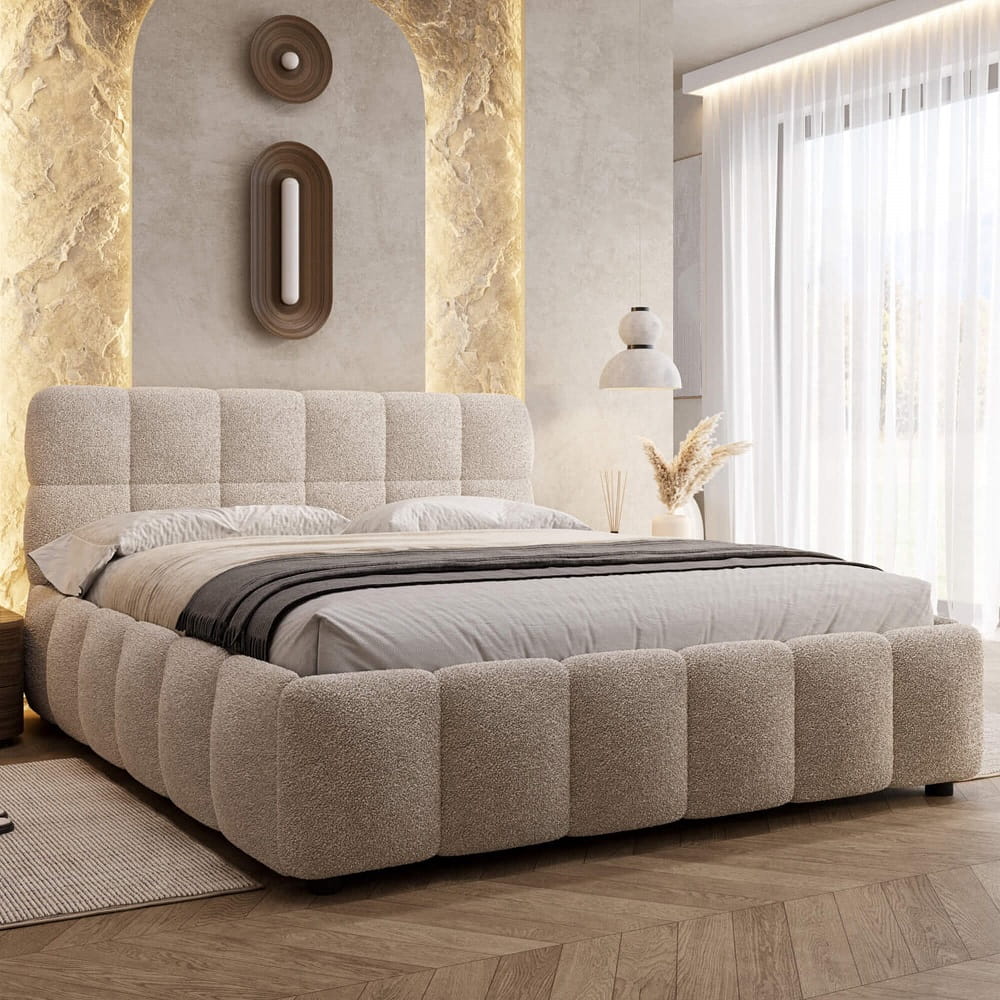 Łóżko tapicerowane z pojemnikiem 4583G | 160x200 | Boucle | Biały #6