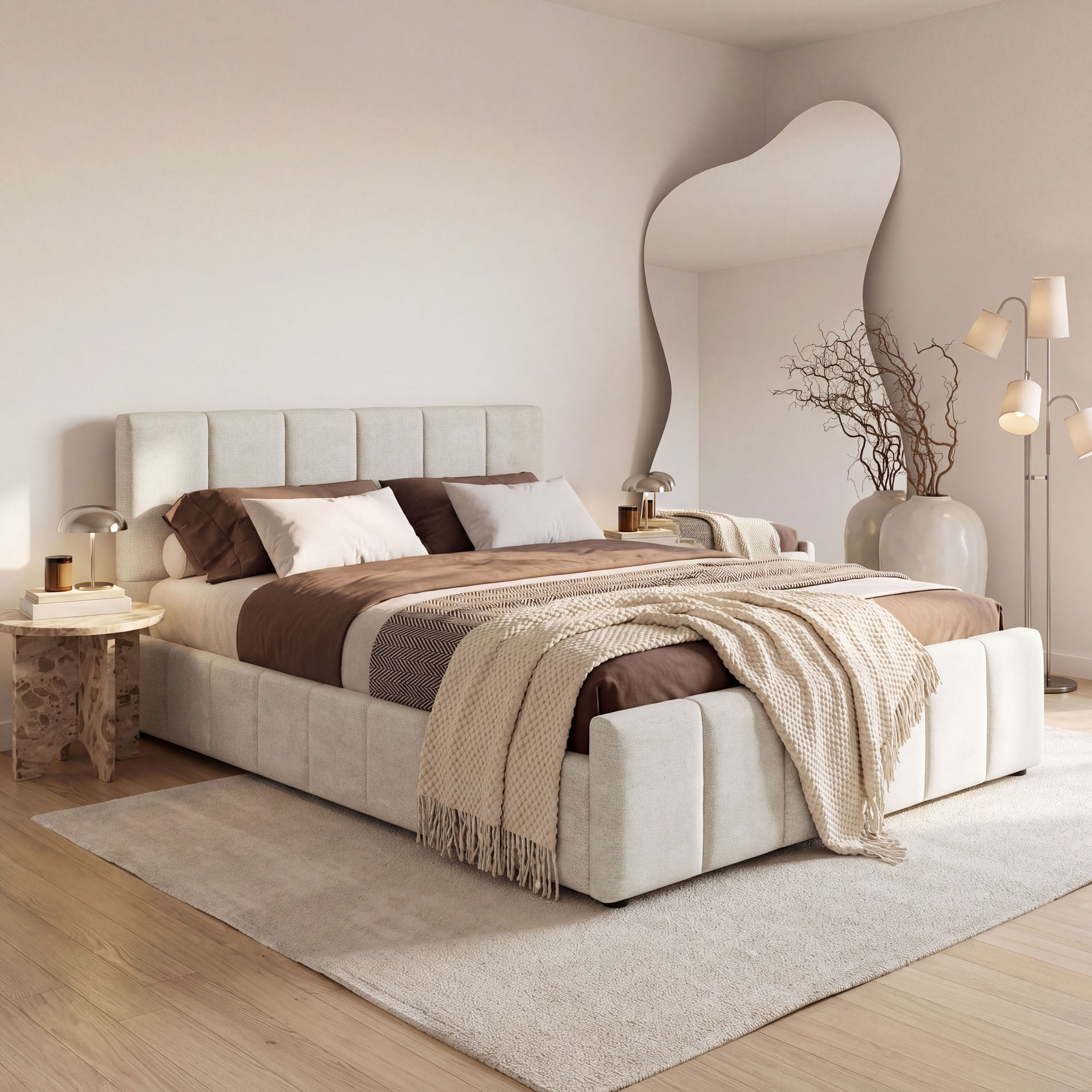 Zdjęcie produktu Łóżko tapicerowane z pojemnikiem SFG0166 | 120x200 | SZENIL | Beż #7