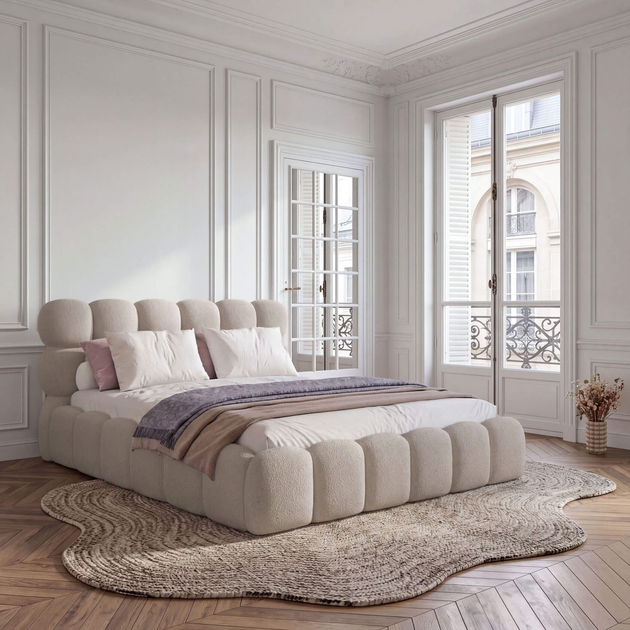 Zdjęcie produktu Łóżko tapicerowane SF1110P | 180x200 | Boucle | Ecru #33