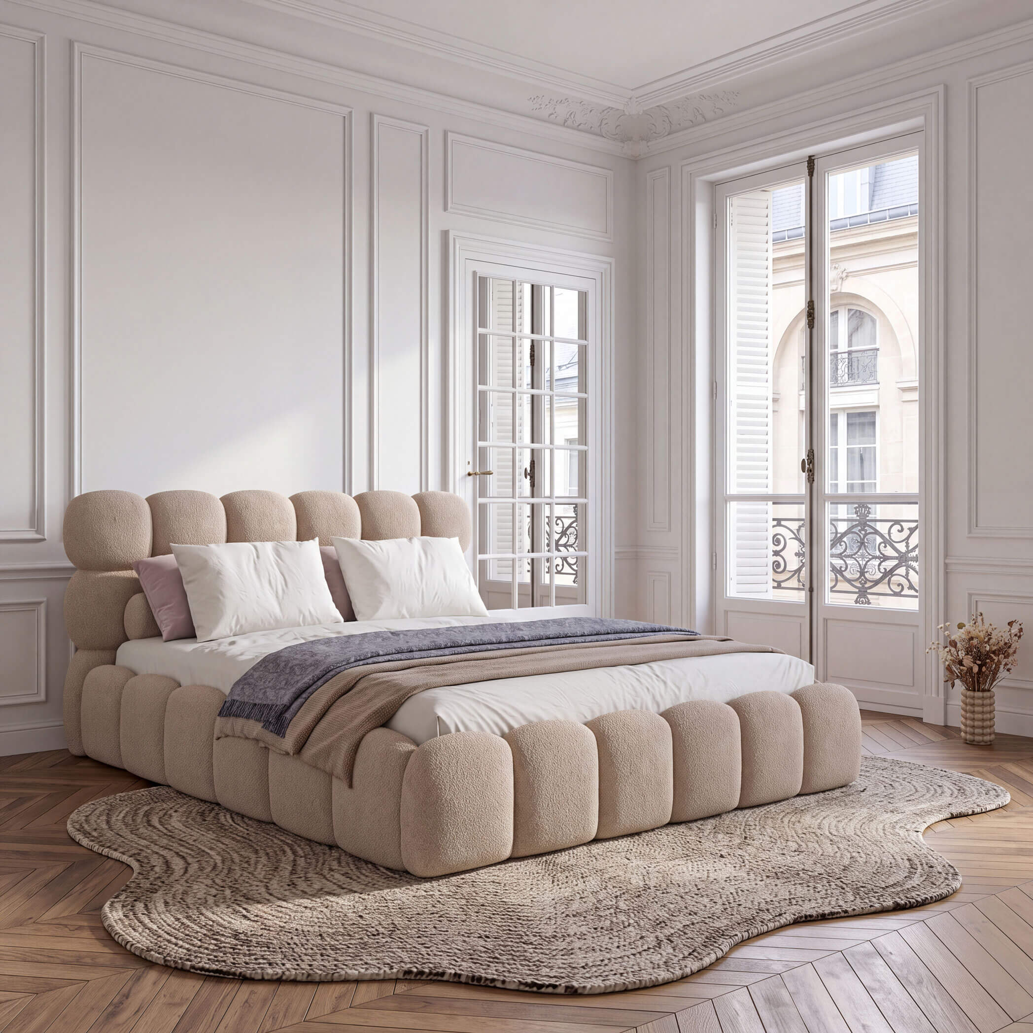 Zdjęcie produktu Łóżko tapicerowane SF1110P | 140x200 | Boucle | Beż #3