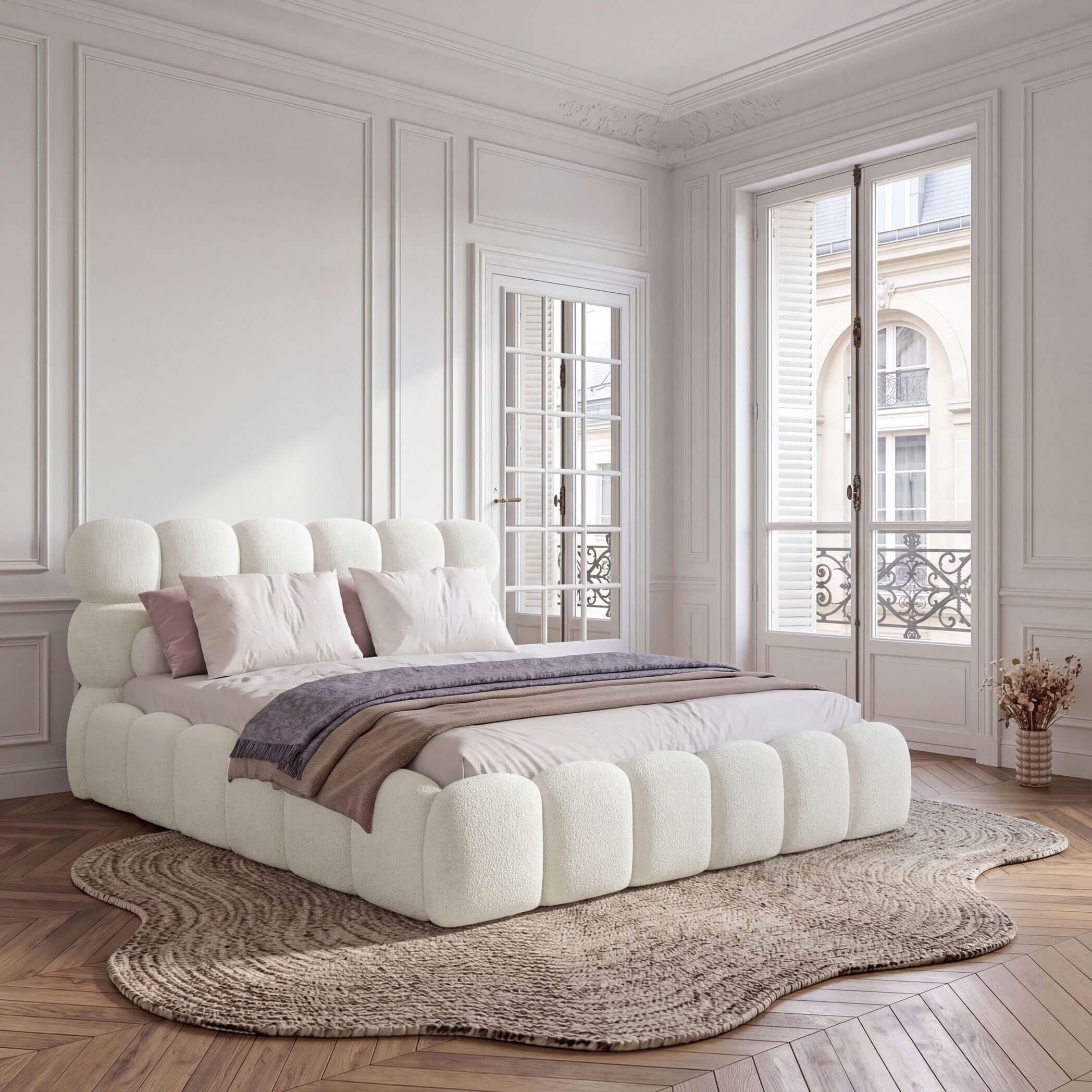Zdjęcie produktu Łóżko tapicerowane SF1110P | 140x200 | Boucle | Biały #2