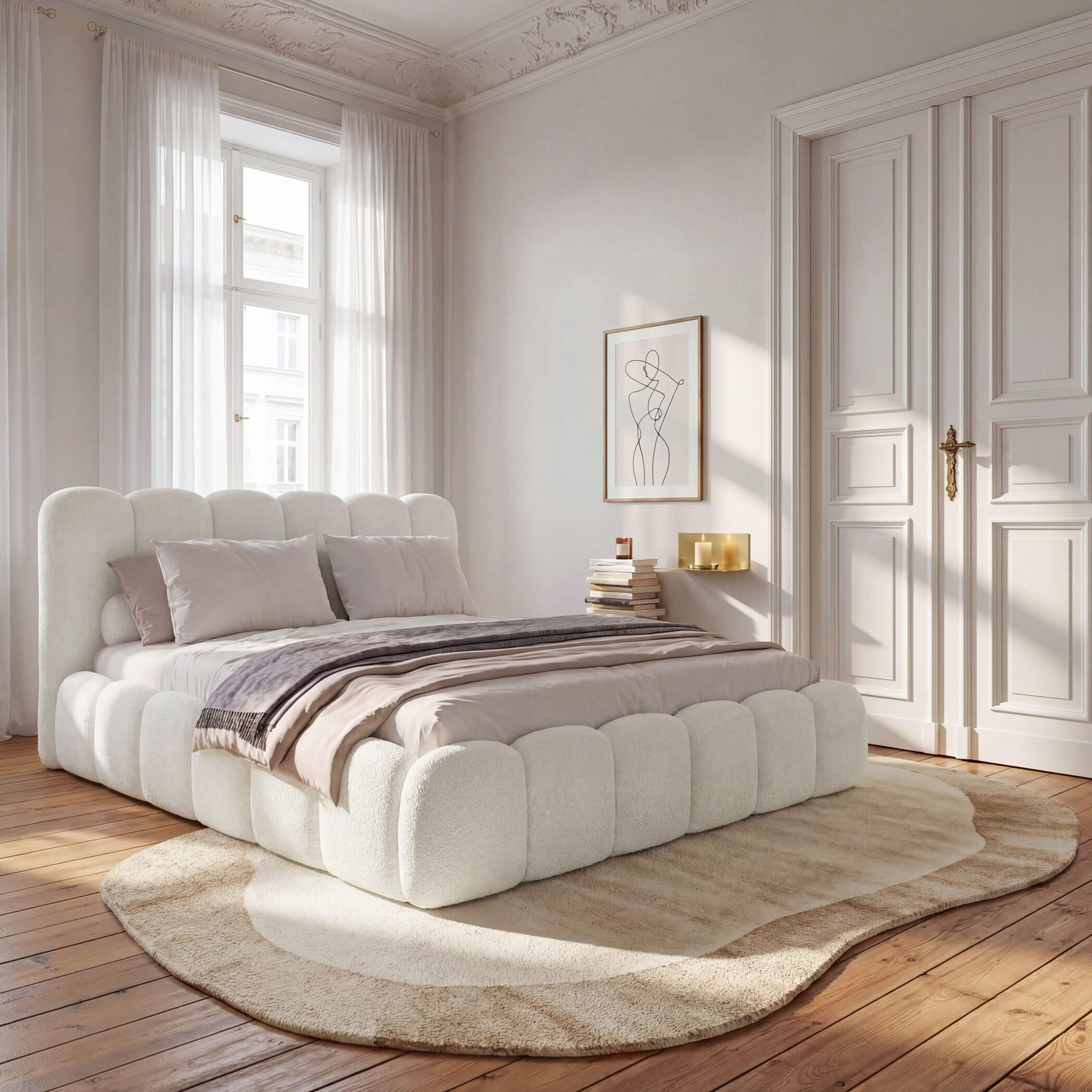 Zdjęcie produktu Łóżko tapicerowane SF1109 | 160x200 | Boucle | Biały #2
