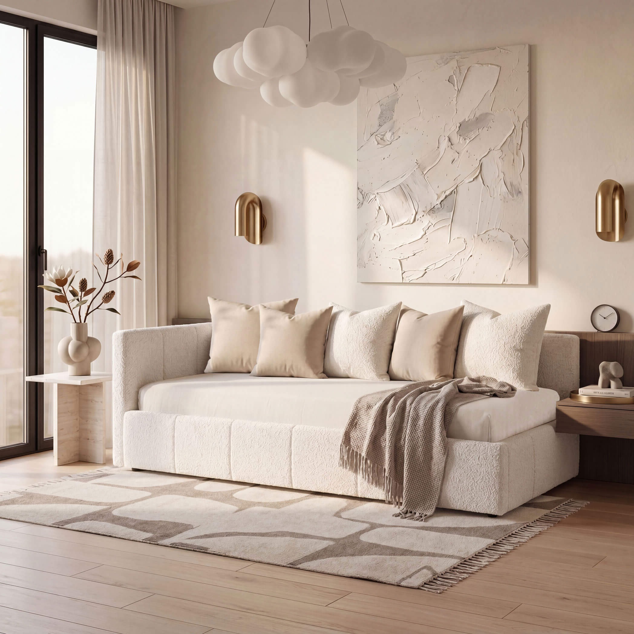 Zdjęcie produktu Łóżko tapicerowane z pojemnikiem 5084G-L | 90x200 | Boucle | Biały #6
